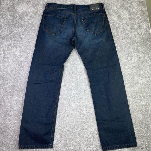 Levi's Jeans Men's 36X31 Blue 505 Straight Mid-Rise Dark Denim Pockets - Picture 3 of 13